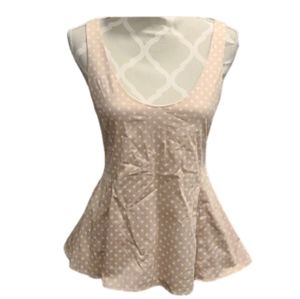 BROSE taupe & white polka dot top